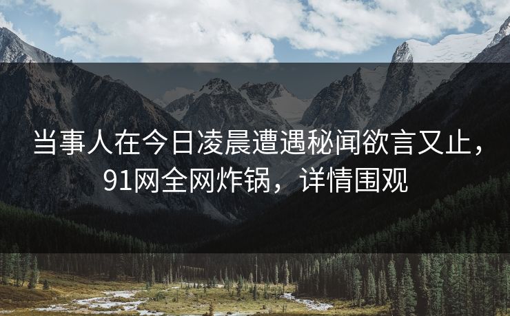 当事人在今日凌晨遭遇秘闻欲言又止，91网全网炸锅，详情围观