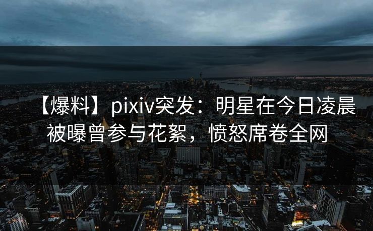 【爆料】pixiv突发：明星在今日凌晨被曝曾参与花絮，愤怒席卷全网