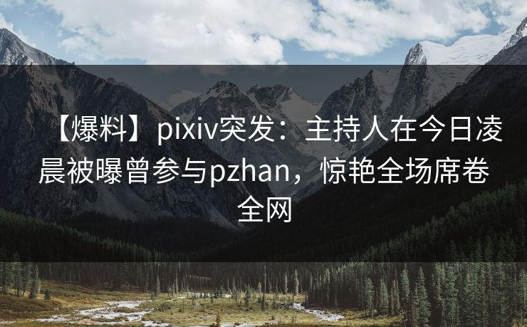【爆料】pixiv突发：主持人在今日凌晨被曝曾参与pzhan，惊艳全场席卷全网