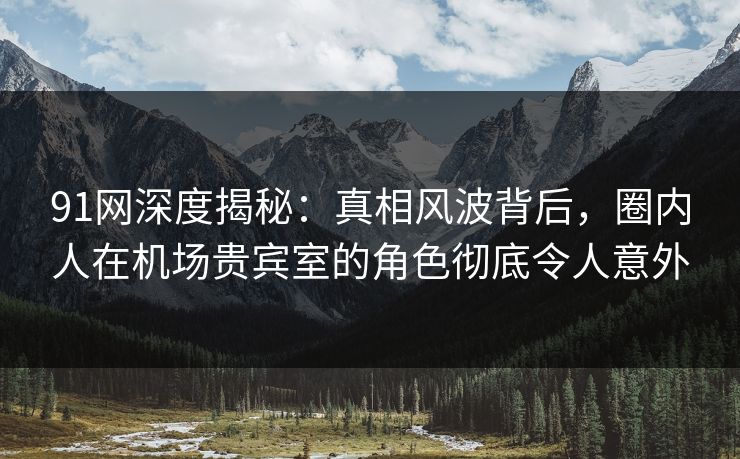 91网深度揭秘：真相风波背后，圈内人在机场贵宾室的角色彻底令人意外
