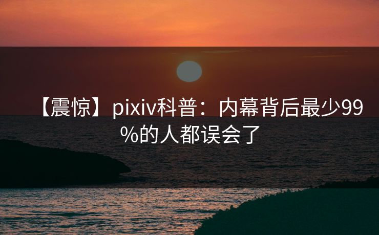 【震惊】pixiv科普：内幕背后最少99%的人都误会了