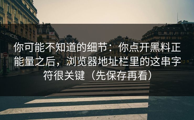 你可能不知道的细节：你点开黑料正能量之后，浏览器地址栏里的这串字符很关键（先保存再看）