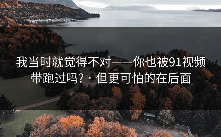 我当时就觉得不对——你也被91视频带跑过吗? · 但更可怕的在后面