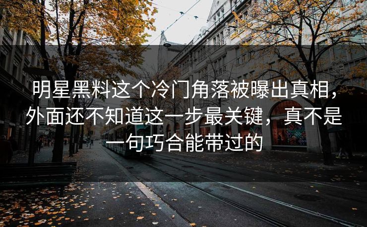 明星黑料这个冷门角落被曝出真相,外面还不知道这一步最关键,真不是一句巧合能带过的 明星黑料这个冷门角落被曝出真相,外面还不知道这一步最关键,真不是一句巧合能带过的